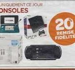 Consoles de jeux avec 20 pourcent de remise le 4 juin chez carrefour ...wii à 116 euros