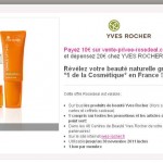 10 euros le bon d'achat d'une valeur de 20 euros valable en magasin Yves Rocher