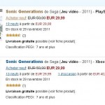 Jeu Sonic Generation PS3 et XBOX 360 à moins de 30 euros jusqu'au 27 novembre