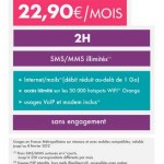 nouveau forfait sosh : 22 euros 90 = 2 heures de com , 1Go de traffic internet, sms mms illimités