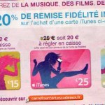 20 pourcent d'economies sur les cartes cadeaux itunes chez carrefour du 7 au 14 fevrier