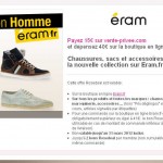 15 euros le bon d'achat d'une valeur de 40 valable sur le site Eram.fr