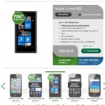 Smartphone windowsphone NOKIA LUMIA 800 qui revient à 290 euros sans engagement ni simlockage chez b and you