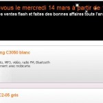 Mobile Samsung C3050 en vente flash à 19 euros en formule prepayée