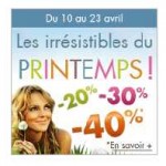 Nocibe :  de 20 à 40 pourcents de remise sur de nombreux produits jusqu'au 23 avril