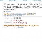 Cable micro hdmi à moins de 6 euros port inclu