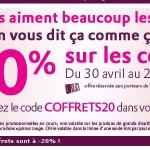 20 pourcent de remise sur les coffrets parfums, beautés chez marionnaud