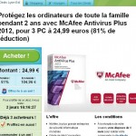 Moins de 25 euros l'antivirus mcafee antivirus plus 2012 pour 3 pc avec maj durant 2 ans