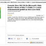 Pack Console  XBOX360 250Go + 3 jeux à 199 euros 