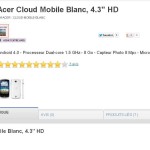 Smartphone Acer cloud mobile à 199 euros ( dual core 1.5 ghz, écran hd  ... )