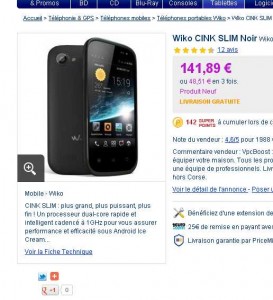 smartphone wiko cink slim