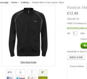 veste reebok pas cher