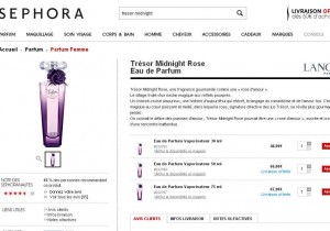 l'eau de parfum seule tresor midnight est vendue chez sephora 48.9 euros sans les frais de port