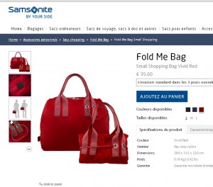 sur le site officiel samsonite le sac fold me bag dans les memes dimensions est à 35 euros port inclu
