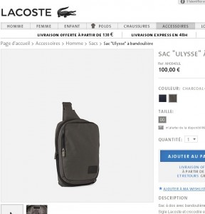 le sac qui semble similaire sur le site officiel lacoste est à 100 euros ..
