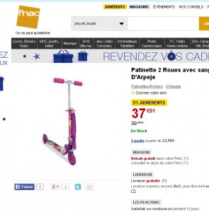 sur le site de la fnac cette meme patinette est à pres de 38 euros