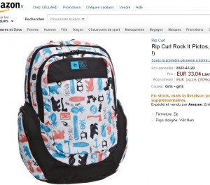 sur amazon, ce meme sac rip curl est en solde mais à 33 euros 