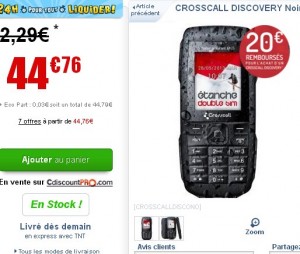 Télephone Etanche Crosscall Discovery qui revient à moins de 25 euros