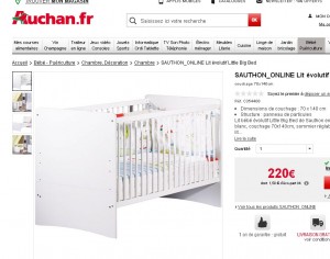 ce meme lit est 80 euros plus cher chez auchan.fr .. et encore plus sur d'autres sites specialisés enfants ..