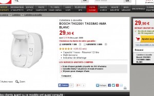 Machine Tassimo T20 à 29.9 euros jusqu’au 17 mars