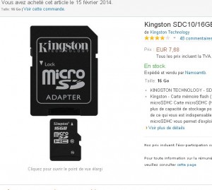 carte micro sd 16go
