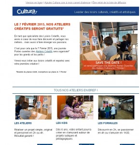 gratuit ateliers creatifs chez cultura
