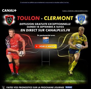 Rugby : rencontre Toulon Clermont à voir gratuitement sur le site web de canal plus
