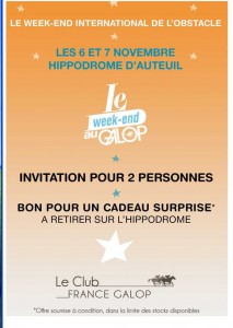 Entrees gratuites à Auteuil le 6 et 7 novembre