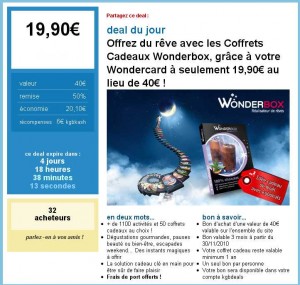 20 euros d’economie sur l’achat d’un coffret cadeau wonderbox