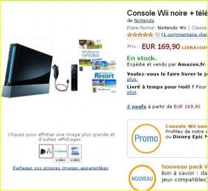 Wii noire à moins de 170 euros