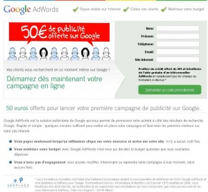 50 euros offerts pour une campagne publicitaire adwords