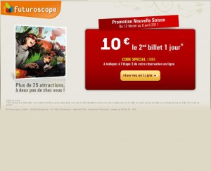 Futuroscope : 2ème billet à 10 euros