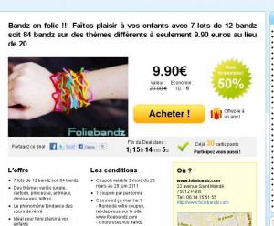 12 euros port inclu 7 paquets de bracelets « bandz »