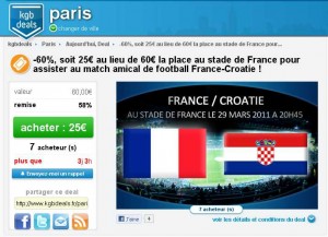 Places pour le match de Football France-Croatie du 29 mars