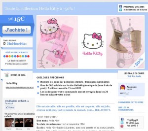 15 euros de remise sur articles Hello Kitty