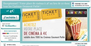 Place de cinema Gaumont – Pathé à  4 euros