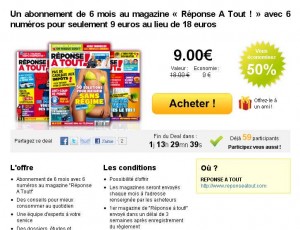 6 mois d’abonnement au magazine reponse à tout pour 9 euros