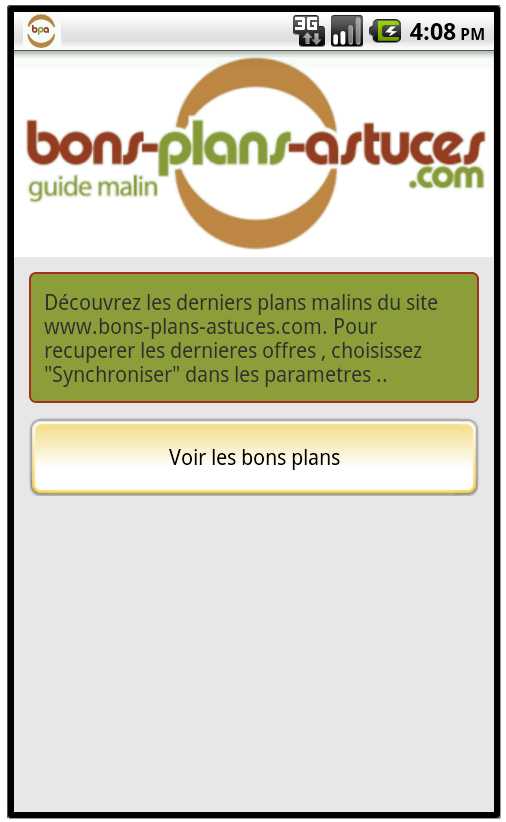 Application Android « bons plans astuces »