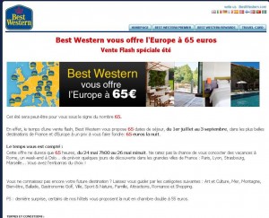 Hotels best western : 65 euros la nuit en juillet aout septembre durant la vente flash du 24 au 26 mai