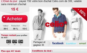 Celio : un bon d’achat de 30 euros payé 15 euros seulement