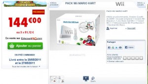 Pack console Wii avec mario kart pour 144 euros