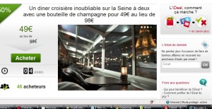 Croisière avec diner sur la seine à moins de 50 euros pour 2