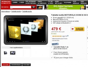 Tablette Motorola Xoom 32 Go à 479 euros port inclu