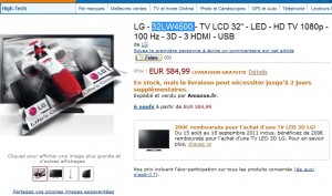 Une tv lcd 3d 32 pouces LG à moins de 400 euros