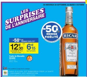 La bouteille de Ricard 70cl à 6 euros 15