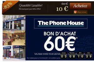 10 euros le bon d’achat d’une valeur de 60 chez phone house