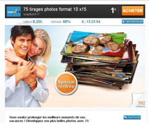 75 tirages photos pour 4.95  euros port inclu