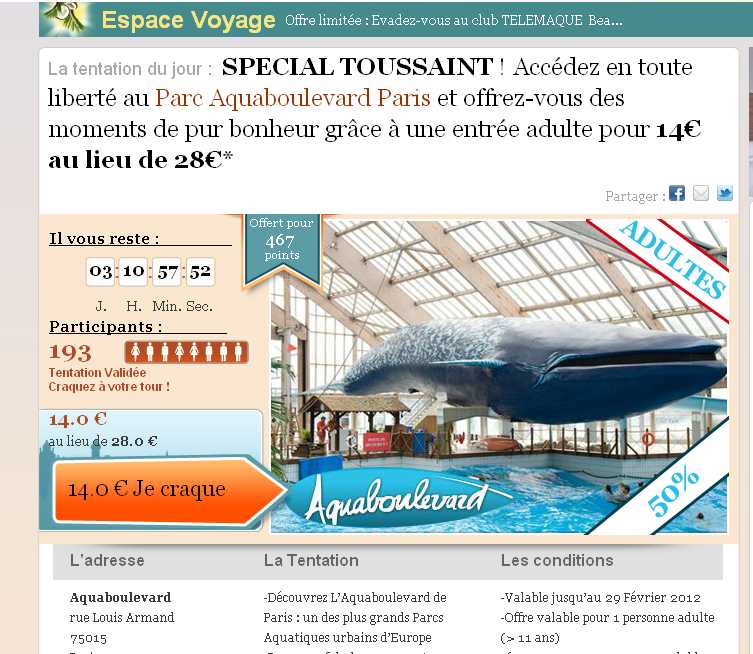 14 euros l&rsquo;entrée adulte , 7 euros 50 la place enfant à aquaboulevard