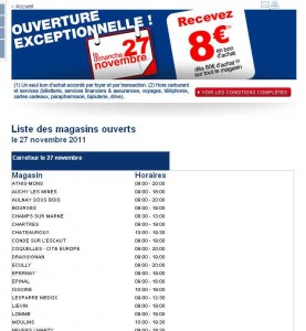 8 euros de bon d’achat pour 80 dans les Carrefour ouverts le 27/11