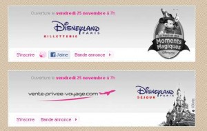 Disneyland Paris :  billets et séjours en vente privee à partir du 25/11 – 33€ le billet  .. . terminée